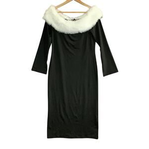 Cruella De Vil Costume Size XL Black Maxi Fuzzy White Trim 101 Dalmatians Glam